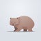 Wombat icon cute cartoon wild animal symbol with shadow wildlife species fauna concept flat