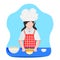 Women with aprons and food dough
