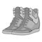 Women autumn sneakers icon, gray monochrome style