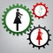 Women and baby sign. Vector. Three connected gears with icons at