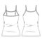 Women Basic Strappy Tank Top fashion flat sketch template. Girls Technical Fashion Illustration. Adjustable Straps