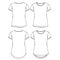 Women Basic t shirt fashion flat sketch template. Girls Short Sleeves Top Technical Fashion Illustration. Jersey knit