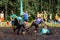 Women battle for the ball in the Open Belarusian championship on marsh football