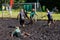 Women battle for the ball in the Open Belarusian championship on marsh football