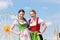 Women with Bavarian dirndl on fesival