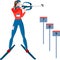 Women biathlon athlete that aiming with a rifle, vector illustration