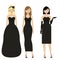 Women in black dresses. Female night, evening dressy dresscode. Ladies in elegant fashionable clothes