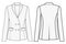 women blazer Vector line art outline breasted blazer collection for size charts ladies blazer illustration mockup design