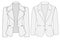 women blazer Vector line art outline breasted blazer collection for size charts ladies blazer illustration mockup design