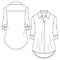 Women Blouse fashion flat sketch template. Technical Fashion Illustration. Girls Tunic length shirt