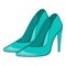 Women blue shoes icon, cartoon style