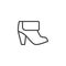 Women boot shoe line icon