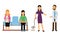 Women Bringing Their Pets for Vet Examination and Waiting in Queue Vector Illustration Set