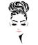 Women bun hair style icon, logo women face on white background