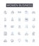 Women business line icons collection. Female entrepreneurship, Ladies' commerce, Women's enterprises