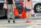 Women carrying groceries in various throw-away plastic shopping bags