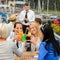 Women celebrating with cocktails at restaurant