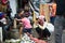 Women and child in polluted market in Bali, Indonesia.