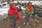 Women and children wake up in the morning to milk sheep, goats and yaks in very heavy snow conditions and very low temperatures at