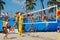 Women Competing in a Professional Beach Volleyball Tournament