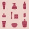 Women cosmetic isolated pink icons