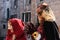 Women in costumes and masks at the carnival in Venice, Italy