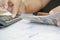 Women counting dollar bills, finances and accounts