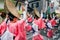 Women dancing Japanese traditional dance at summer festival