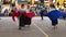 Women dancing traditional dance of Ecuador in the Ciudad Mitad del Mundo turistic center near of the city of Quito