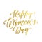 Women Day gold glitter text lettering vector