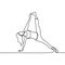 Women do yoga poses. Continuous line girl doing exercise