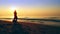 Women and dog running happy at beach when travel