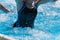 Women Doing Water Aerobics Outdoor in a Swimming Pool