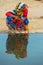 Women draw water form the well and take it to her tent in desert, Pushkar, India