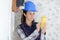 women electrician checking and resolve problem