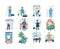 Women employment flat color vector detailed characters set