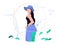 Women enjoy vacations and walks in nature. Character concept isolated in flat style. Vector illustration