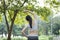 Women exercising in the park For healthy, healthy love concepts