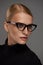 Women Eyewear. Beautiful Woman In Glasses, Stylish Eyeglasses