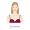 Women face diamond shape type with text diagram. Female Vector illustration in cartoon style in the burgundy dress 9