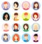 Women faceless avatars. Human anonymous portraits, woman round vector profile avatar icons, website users head pictures