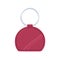 Women fashion clutch with metal ring top handle. Small trendy semi-round party bag from chic glossy leather. Modern