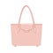 Women fashion hand bag with single top handle. Handleheld handbag with small flap cover. Modern stylish female accessory