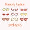 Women fashion isolated sunglasses set