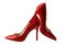 Women fashion and stylish footwear concept with a pair of red high heel stilettos isolated on white with a clipping path included