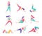 Women fitness exercise posture vector illustrations