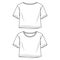 Women Flare Jersey Crop Top fashion flat sketch template. Girls Short Sleeves tee Technical Fashion Illustration.