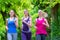 Women in forest running for sport