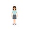 Women full height in office clothes illustration. Vector. front view