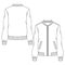 Women / Girls Bomber Jacket fashion flat sketch template. Technical Fashion Illustration. Long Sleeves, Welt Pockets